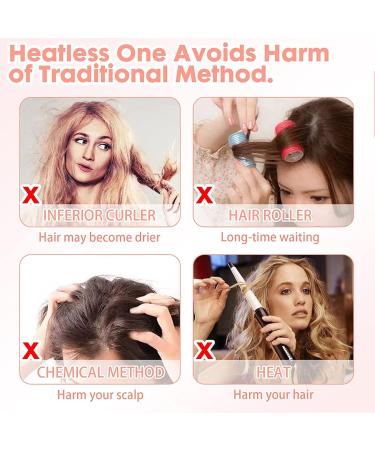 No Heat Hair Curling Kit for Long Hair Heatless Hair Curler with Hair Bands Clips Sleep Overnight EVA Foam Hair Rollers Wavy Curly Hiarstyles Pink - Buy Online on GoSupps.com