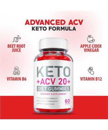 (3 Pack) Keto ACV 20 Plus Gummies - Official Formula Vegan - Apple Cider Vinegar 180 Gummies with Vitamins B12, B6, and Beet Root Juice - Buy Online on GoSupps.com