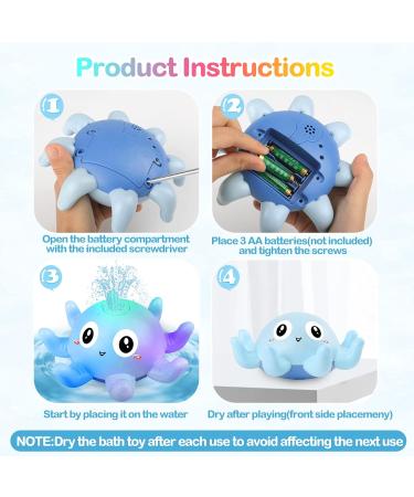 Bathly Octopus Baby Bath Toy - Light Up, Induction Spray Water, Gift for Kids - Blue - Buy Online on GoSupps.com