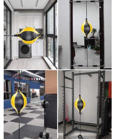 FOUUA Double End Bag Leather Speed Ball - Boxing Punching Ball with Pump - Gym MMA Sports Punch Bag for Adult Kids Men Women - Yellow - Buy Online on GoSupps.com
