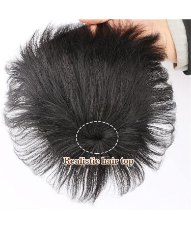 Drasawee Real Human Hair Topper for Men - Short Black Clip-In Hairpiece for Thinning Hair 16x18cm Natural Style - Buy Online on GoSupps.com