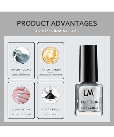 Metallic Nail Polish - Mirror Nail Varnish - 6ML Quick Drying Silver Nail Polish - Metallic Effect Nail Art Polish - Chrome Nail Polish - No UV Needed Father (Silver) - Buy Online on GoSupps.com