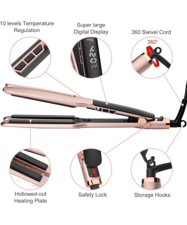 Professional Rose Gold Ceramic Hair Straightener - 4x9mm Plates Digital Temperature Control for Long Thick Hair - International Shipping Available - Buy Online on GoSupps.com