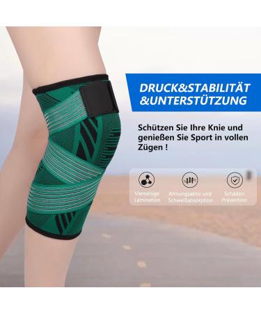 Kniebandage f r Frauen & M nner - 2 St ck Knieunterst tzung mit verstellbaren Riemen & rutschfestem Silikon f r Sport Arthritis Bandverletzung Meniskusverletzung (M Dunkelgr n) - Buy Online on GoSupps.com