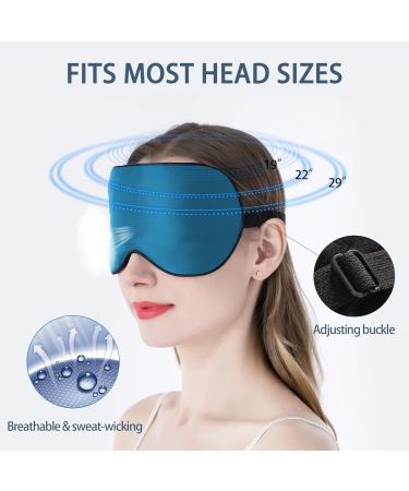 Townssilk 100% Silk Sleep Mask 2-Piece Set - Adjustable Strap, Super Soft Eye Mask (Black/Peacock Blue) - Buy Online on GoSupps.com