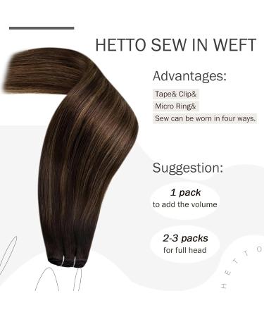 Hetto Real Hair Ombre Extensions #2/8/2 - Darkest Brown to Ash Brown 70g 30cm | Remy Hair Quality for International Shipping - Buy Online on GoSupps.com