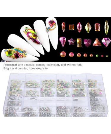 Nail art crystals nail rhinestones nail art rhinestones colorful exquisite nail DIY glass rhinestones decoration with box rhinestones bright and colorful looks exquisite - Buy Online on GoSupps.com