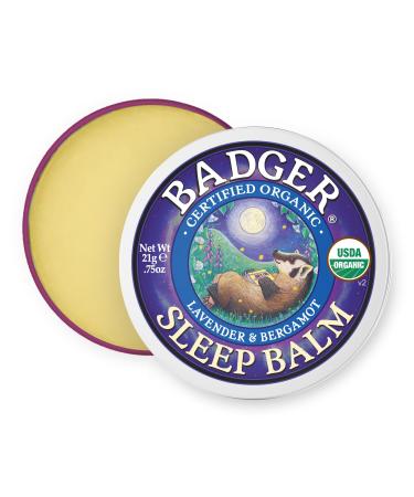 Badger Sleep Balm Organic Essential Oil Aromatherapy Natural Sleep Balm for Adults & Kids Relaxing & Calming Lavender & Bergamot Natural Sleep Support .75 oz Tin 0.75 Ounce (Pack of 1)