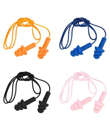 Daruite silicone earplugs swim 4 pairs of earplugs for sleeping with ribbon reusable earplugs with noise suppression hearing protection hearing protection plug waterproof with storage box wired 4 pairs
