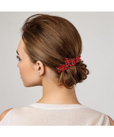 NOLITOY Wedding Hair Side Comb Bride Crystal Headpiece Full Red Rhinestone Hair Side Comb Wedding Hair Accessories for Women and Girls Supplies - Buy Online on GoSupps.com