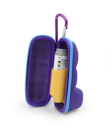 CASEMATIX Asthma Inhaler Case with Lanyard and Clip On Keychain Carabiner Inhaler Holder Extended to Fit Standard Rescue and New Albuterol Inhaler Devices up to 4 Inches - Includes Asthma Case Only