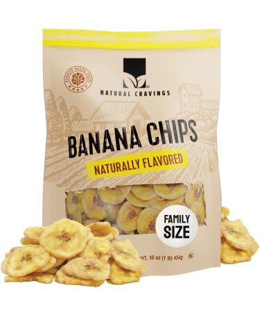 Healthy Banana Chips Dried Slices - Bag of Dried Banana Chips Sweetened - Sweet Crispy Crunchy Snacks for Adults & Kids - Dehydrated Bananas Chip - 100% Pure Dry Bananas Fruit Chips (16 oz)
