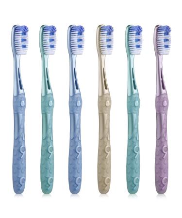 Oralphi Smiling Guardian Toothbrush - Medium Bristles for Adults, 6 Count