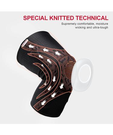 TORDO Compression Knee Brace with Gel Pad Support for Knee Pain Relief - Meniscus Tear & ACL Support - Ideal for Gym, Weightlifting, Running - Large Orange - Buy Online on GoSupps.com