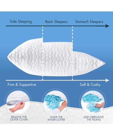 Buy SUPA MODERN Cooling Bed Pillows 2 Pack - Adjustable Shredded Memory Foam & Gel for All Sleepers Luxury Queen Size Washable Covers - Buy Online on GoSupps.com