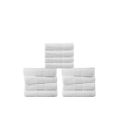 LANE LINEN 12 PC Wash Cloths Bathroom Set -100% Cotton Highly Absorbent Washcloths Bulk  Premium Spa & Hotel Quality Wash Clothes -White 12 Piece Wash Cloth White