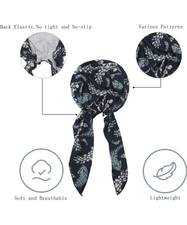 ZLYC Women's Chemo Turban Cap - Pre-tied Headscarf & Headwraps - Lightweight Navy Leaves Hat for Cancer Care & Fashion - Buy Online on GoSupps.com