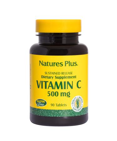 NaturesPlus Vitamin C with Rose Hips - 500 mg 90 Vegetarian Tablets - Corn-Free Gluten-Free - 90 Servings