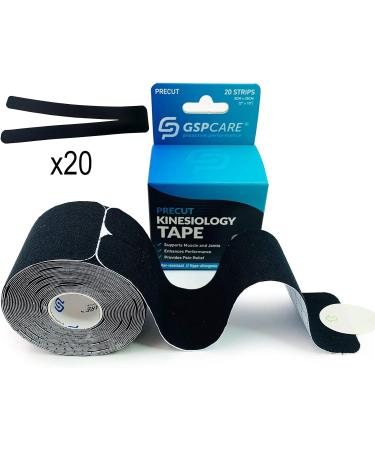 Pre-Cut Y Kinesiology Tape - 20pc Black Elastic Sports Tape for Muscle Pain Relief and Joint Protection - Buy Online on GoSupps.com