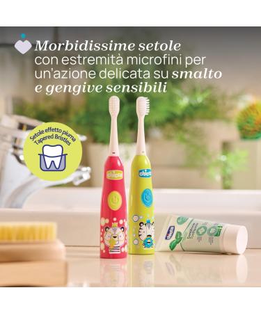 Chicco Children's Electric Toothbrush - Soft Bristles Gentle Vibrating Head for Ages 3+ International Shipping Available - Buy Online on GoSupps.com