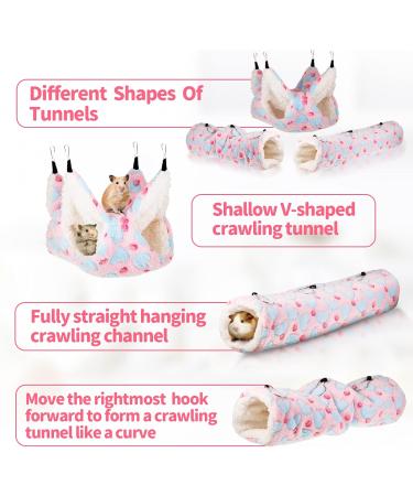 2 Pieces Small Pet Cage Hammock Hanging Tunnel Mats Set Small Animals Bed Hanging Cage Guinea Hammock Cage Nap Sack for Hamster Ferret Rat Guinea Pig Toys Sleeper Cage Hideout Accessories (Pink) - Buy Online on GoSupps.com
