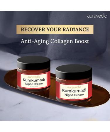 Auravedic Kumkumadi Night Cream with Retinol Niacinamide & Saffron | Deep Hydration for Smooth Even-Looking Skin | Overnight Repair & Radiance Support | 1.76 Oz (50g) - Buy Online on GoSupps.com