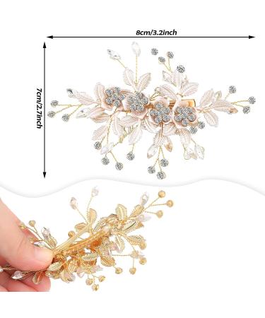 Rose Gold Wedding Flower Clip Set - Handmade Rhinestone Bridal Hair Accessories - Buy Online on GoSupps.com