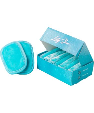 Lilly Skin Washable Reusable Makeup Remover Pads - Square Microfibre Cleansing and Exfoliating Wipes for Facial Skin - Box of 7 Faux Cotton Fabric Pads - Chill Blue - XL XL Chill Blue - Buy Online on GoSupps.com
