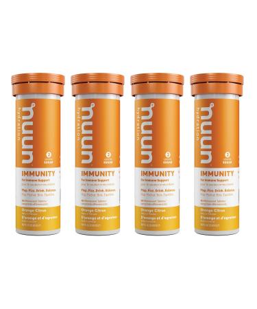 Nuun Immunity: Immune Support Hydration Supplement 4 Tubes (40 Servings) Orange Citrus Electrolytes Antioxidants Vitamin C Zinc Turmeric Elderberry Ginger Echinacea