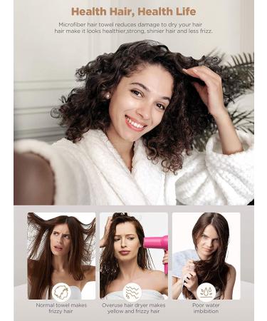 Hicober Microfiber Hair Towel 3 Pack - Hair Turbans for Wet Hair - Drying Wrap Towels for Curly Hair - Anti Frizz - Blue/Grey/Pink - Buy Online on GoSupps.com