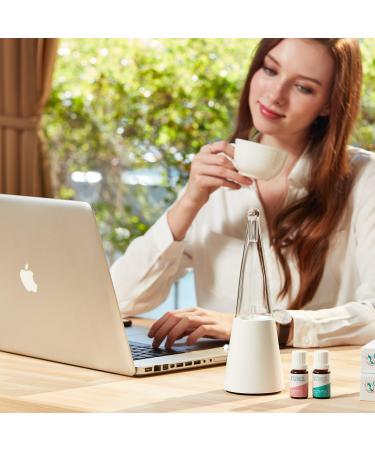 Exquisite Essential Oil Diffuser for Aromatherapy - Organic Aromas White Wood Base Glass Reservoir - Buy Online on GoSupps.com
