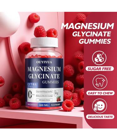 Magnesium Glycinate 400mg Gummies, Sugar Free Magnesium Gummies with Vitamins D, B6 for Sleep Support, Stress and Muscle Relief for Men and Women, 90 Count Raspberry 1 Count (Pack of 90) - Buy Online on GoSupps.com