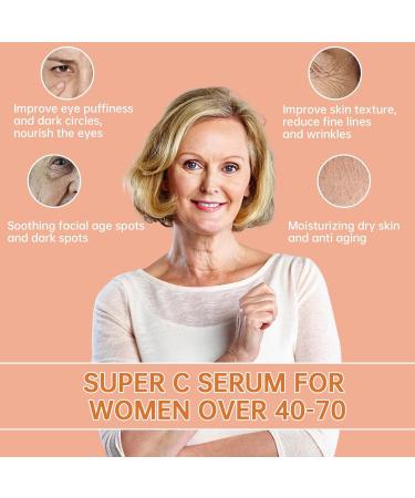 Vitamin Super C Serum for Women 70+ | Anti-Aging Face Serum with Niacinamide Hyaluronic Acid & Caffeine | Smooths Skin & Reduces Dark Spots - 30ML - Buy Online on GoSupps.com