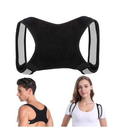 EGLGCC Posture Corrector for Women and Men Back Brace Adjustable Back Straightener Comfortable Upper Spine Support Neck  Shoulder  Clavicle and Back Pain Relief-Breathable style 1 - Black