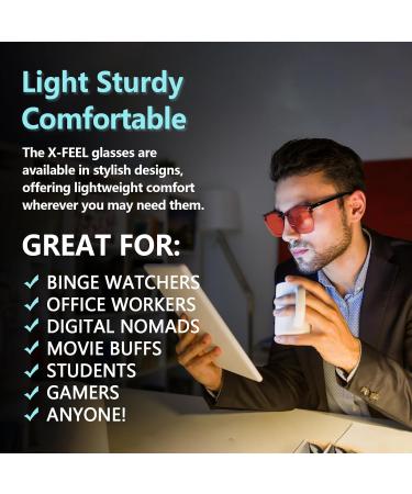 Xfeel Clip-On Blue Light Blocking Glasses - Fit Over Prescription Glasses for Men & Women | A-Flip-Up Dark Amber (99%) for Computer TV & Gaming - Buy Online on GoSupps.com