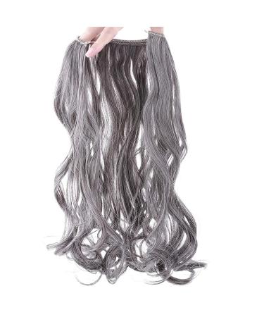 Buy Silk-Co Adjustable Hair Extensions with Rubber Band | Invisible Cord | Medium Brown & Silver Gray | 50cm for Women - Buy Online on GoSupps.com