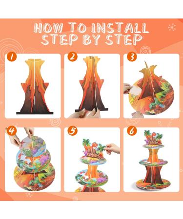 Dinosaur Cupcake Stand 3-Tier Party Decorations Dinosaur Themed Cupcake Stand Decoration Kids Boys Dinosaur Dessert Tower Dinosaur Jungle Themed Party Birthday Supplies - Buy Online on GoSupps.com