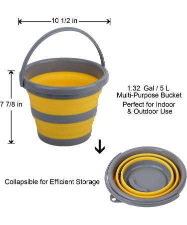 2 Pack Collapsible Plastic Buckets - 1.32 Gal (5L) Each, Foldable & Portable Round Tubs for Garden, Camping & Fishing - Buy Online on GoSupps.com