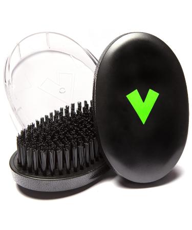 Veeta Superior Wave Brush - Palm Wave Brush for Men 360 with Protective Cover, 100% Synthetic Flex Bristles, Curved Wave Brush Designed to Deepen & Define Wave Pattern (Medium)