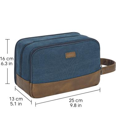 WANDF Hanging Dopp Kit Travel Toiletry Bag for Men - Water-Resistant Vegan Leather Shaving Bag - Blue - Buy Online on GoSupps.com