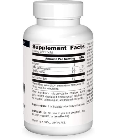 Source Naturals Cat's Claw Bark 1000mg - Immune System Support - 120 Tablets - Buy Online on GoSupps.com