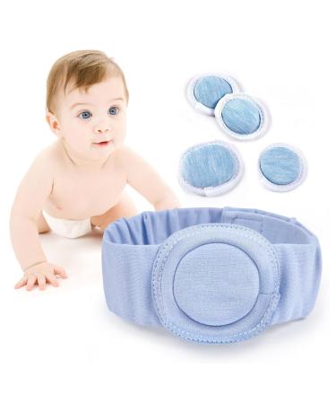 Baby Belly Button Band Infant Umbilical Hernia Belt Wrap Truss Abdominal Binder for Child Newborn Adjustable Navel Band with 4 Concavity Covered Compression Pads(Large)