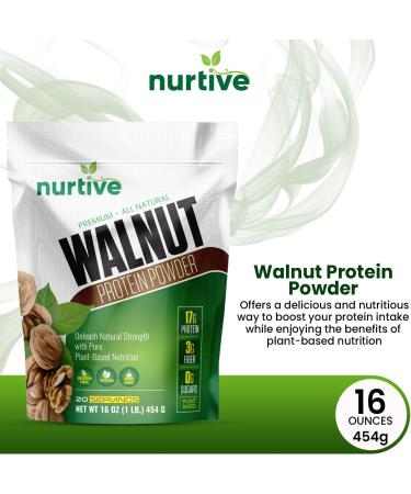 Walnut Protein Powder - Vegan Gluten-Free Omega-3 Rich - 20 Servings - Ideal for Smoothies & Baking - Non-GMO Antioxidant Boost - Buy Online on GoSupps.com