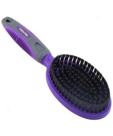Double Sided Combo Pins and Bristle Brush by Hertzko - For Dogs and Cats with Long or Short Hair - Dense Bristles Remove Loose Hair from Top Coat and Pin Comb Removes Tangles, and Dead Undercoat (Single Sided)