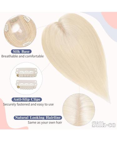 18inch Hair Topper for Thinning Hair Women Clip in Real Remy Human Hair Extensions Top Piece (#60 Platinum Blonde) - Buy Online on GoSupps.com