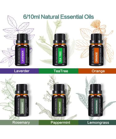 YIKUBEE 500ml Essential Oil Diffuser with 6x10mL Oils - Aromatherapy & Humidifier for Large Room | Wood Grain Design - Buy Online on GoSupps.com