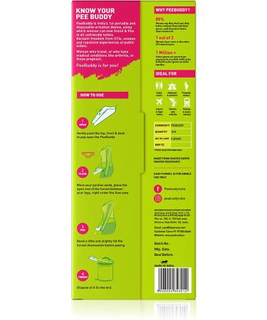PeeBuddy 10 Pack Portable Female Urination Device | Disposable Funnel for Women | Ideal for Travel, Camping, Hiking | Stand and Pee Funnel for Girls | Compact and Discreet - Buy Online on GoSupps.com