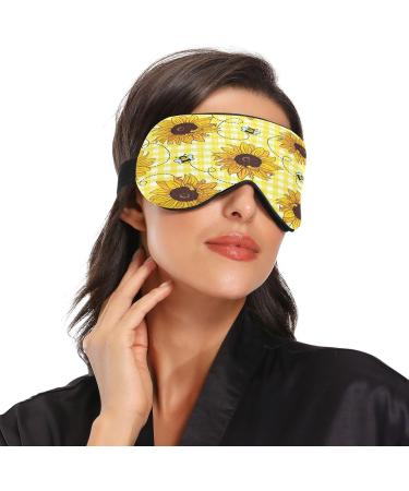 WELLDAY Yellow Checked Sunflowers Sleep Mask - Adjustable for Men and Women - Buy Online on GoSupps.com
