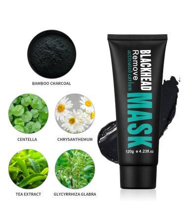 Buy Activated Charcoal Blackhead Remover Mask - Deep Cleansing Peel Off Face Mask with Pimple Extractor & Brush | 120g - Buy Online on GoSupps.com