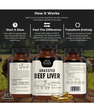 Grass Fed Beef Liver Capsules | Freeze-Dried Desiccated Liver Supplement | 3000 mg 120 Count - 30 Servings for Optimal Health - Buy Online on GoSupps.com